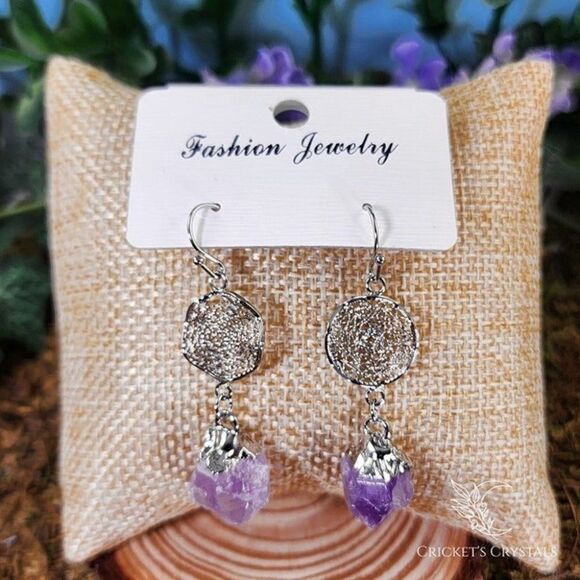 Amethyst Dreamcatcher Earrings #11 - Picture 1 of 1